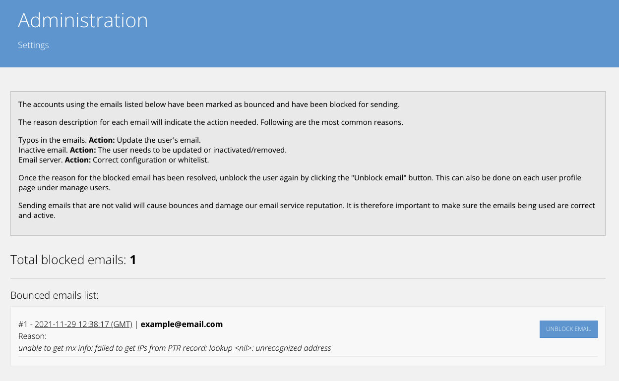 Automatic blocking of bounced emails Tictac Customer Support